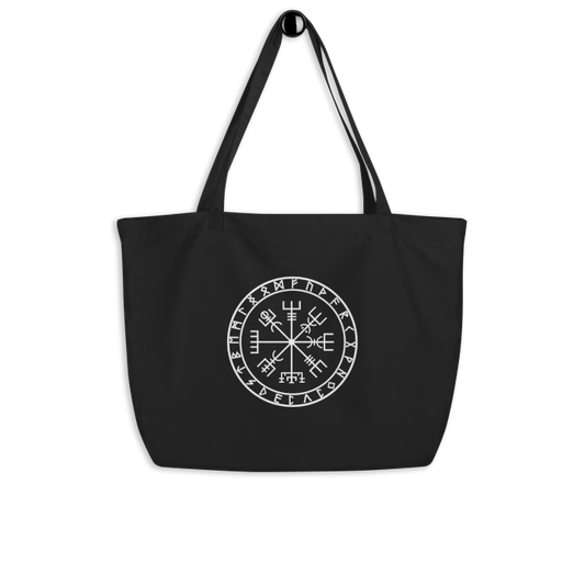 Bolsa de tela ecológica y sostenible con diseño del Vegvisir, ideal para reducir el consumo de plástico y mostrar tu compromiso con el medio ambiente.